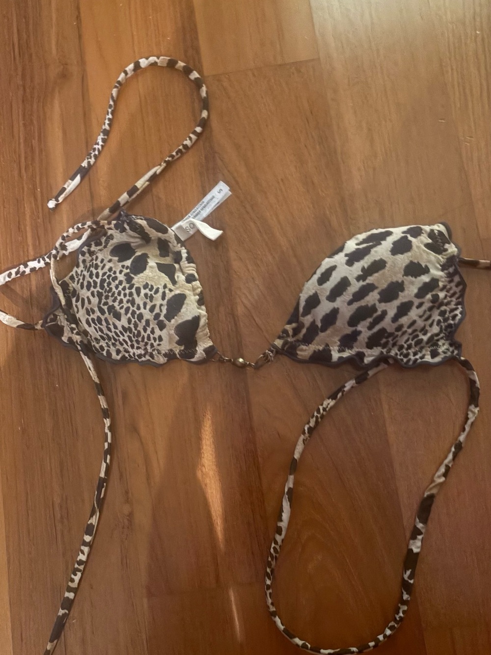 Leopard Print Bikini Top - Brown/Black Animal Print